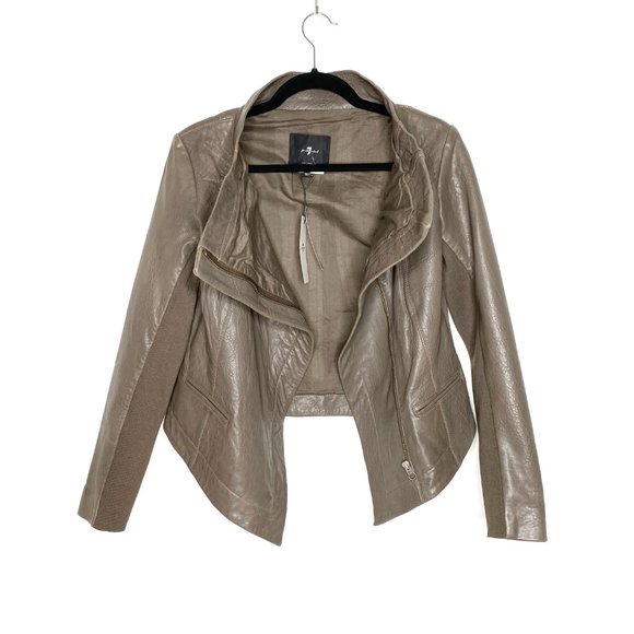 7 For All Mankind Jackets & Blazers - 7 FOR ALL MANKIND Real Grey Leather Moto Jacket S